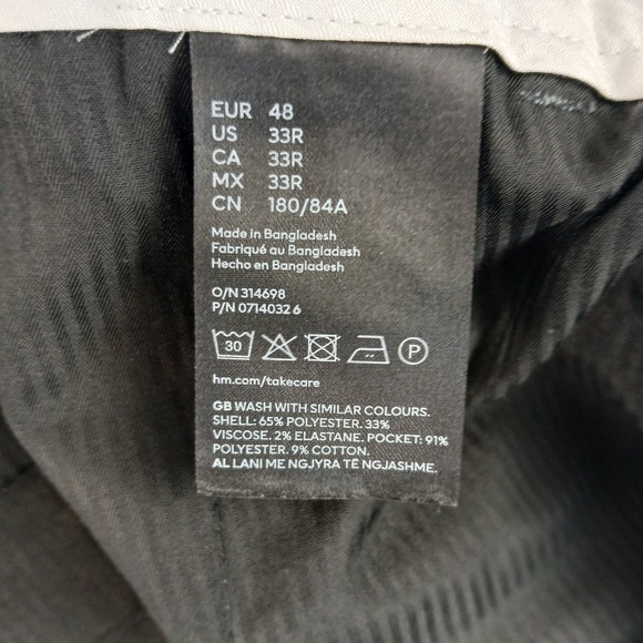 H&M 33x30 Mens Pants Trousers Slacks Glenn Plaid Slim FLAW - Picture 11 of 12